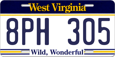WV license plate 8PH305