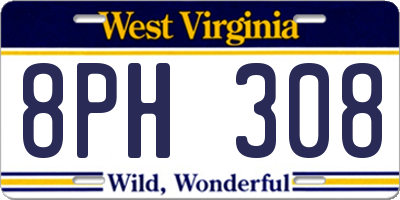 WV license plate 8PH308