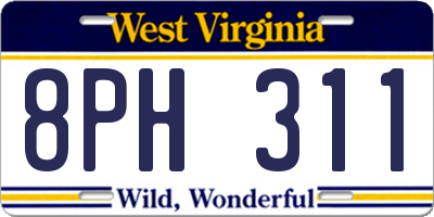 WV license plate 8PH311