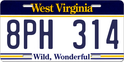 WV license plate 8PH314