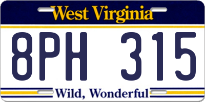 WV license plate 8PH315