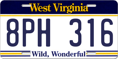 WV license plate 8PH316