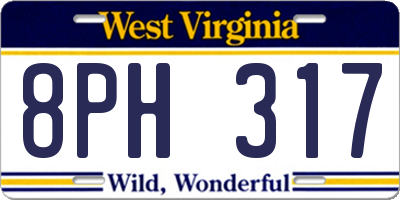 WV license plate 8PH317