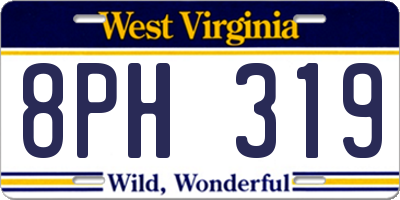 WV license plate 8PH319