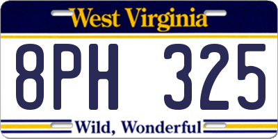 WV license plate 8PH325