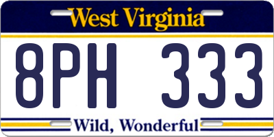 WV license plate 8PH333