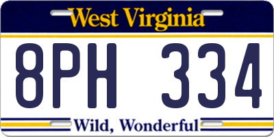 WV license plate 8PH334