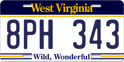 WV license plate 8PH343