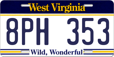 WV license plate 8PH353