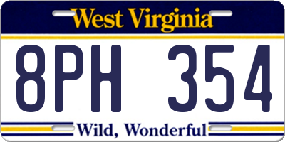 WV license plate 8PH354