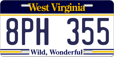 WV license plate 8PH355