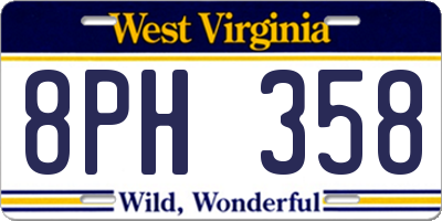 WV license plate 8PH358
