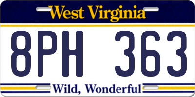 WV license plate 8PH363