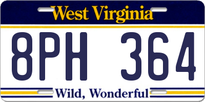 WV license plate 8PH364
