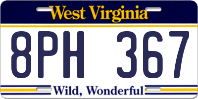 WV license plate 8PH367