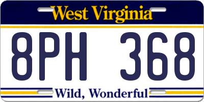WV license plate 8PH368