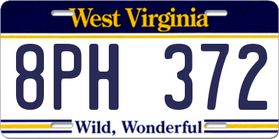 WV license plate 8PH372
