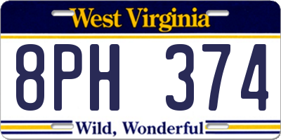 WV license plate 8PH374