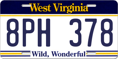 WV license plate 8PH378
