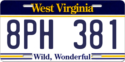 WV license plate 8PH381