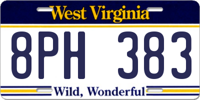 WV license plate 8PH383