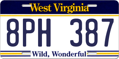 WV license plate 8PH387