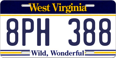 WV license plate 8PH388