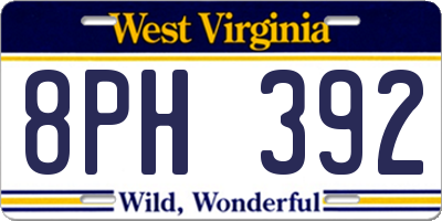 WV license plate 8PH392