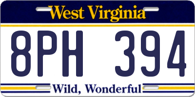 WV license plate 8PH394