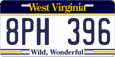 WV license plate 8PH396