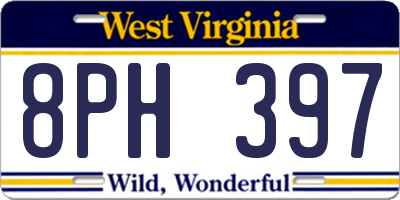 WV license plate 8PH397