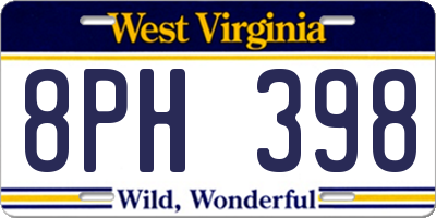 WV license plate 8PH398