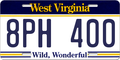 WV license plate 8PH400