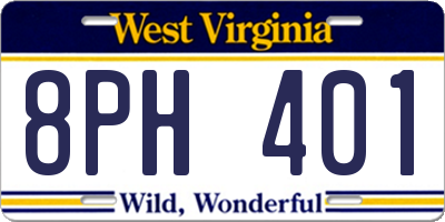 WV license plate 8PH401