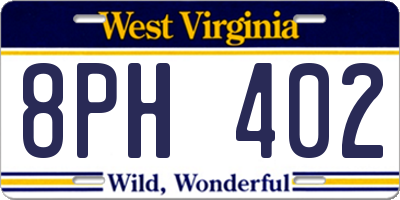 WV license plate 8PH402