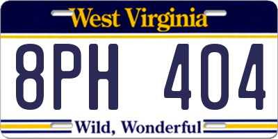 WV license plate 8PH404