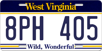 WV license plate 8PH405