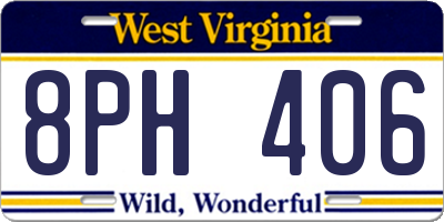 WV license plate 8PH406