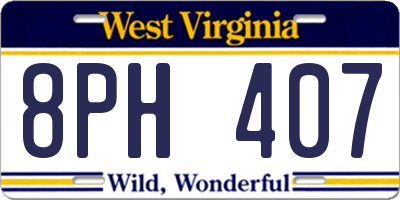 WV license plate 8PH407
