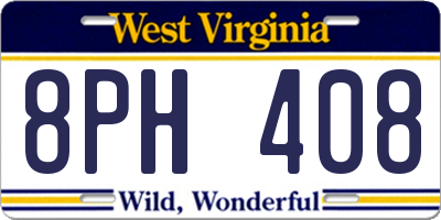 WV license plate 8PH408