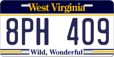 WV license plate 8PH409