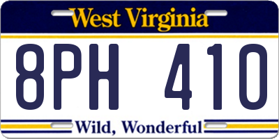 WV license plate 8PH410