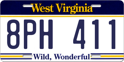 WV license plate 8PH411