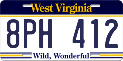 WV license plate 8PH412