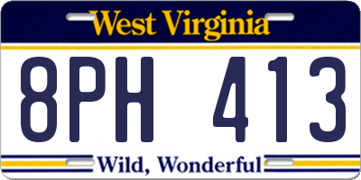 WV license plate 8PH413