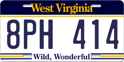 WV license plate 8PH414