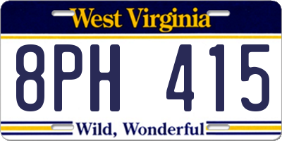 WV license plate 8PH415