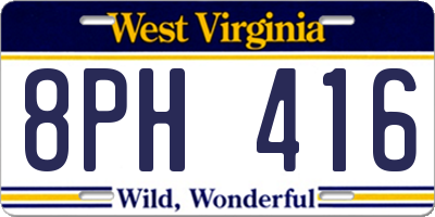 WV license plate 8PH416