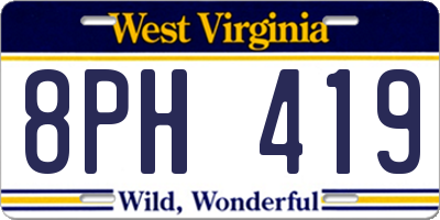 WV license plate 8PH419