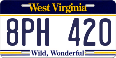 WV license plate 8PH420